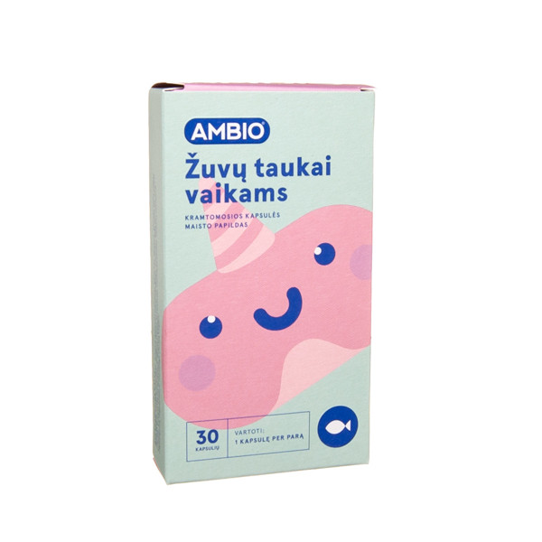 AMBIO ŽUVŲ TAUKAI VAIKAMS, 30 kramtomųjų kapsulių paveikslėlis