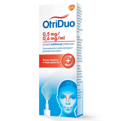 OTRIDUO, 0,5 mg/0,6 mg/ml, nosies purškalas, tirpalas, 10 ml, N1  paveikslėlis