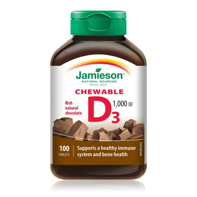 Jamieson D vitaminas suaugusiems kramtomasis, 1000 IU N100  paveikslėlis