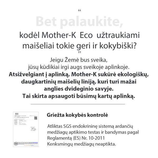 Mother-K ekologiški daugkartiniai užtraukiami maišeliai (15vnt.,M dydis) paveikslėlis