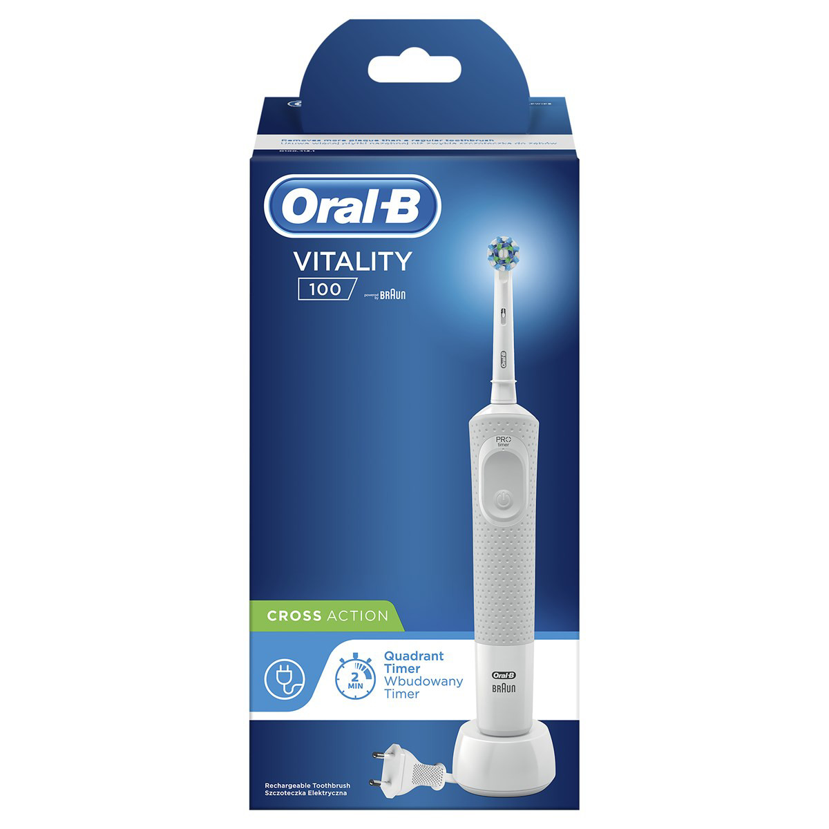 ORAL-B VITALITY D100 WHITE, elektrinis dantų šepetėlis
