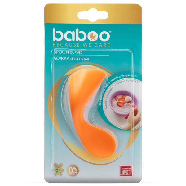 Baboo mokomasis lenktas šaukštelis, oranžinė, 9+ mėn paveikslėlis