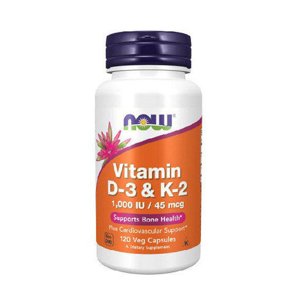 NOW Vitamin D-3 & K-2 120 Kapsulių (120 porcijų) paveikslėlis