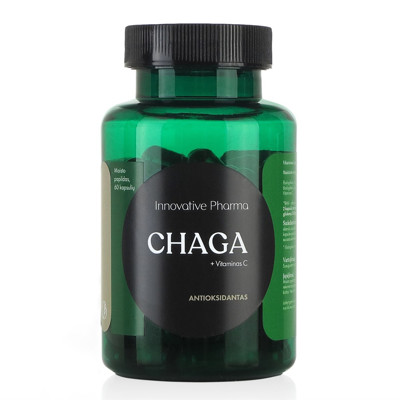 INNOVATIVE PHARMA CHAGA + VITAMINAS C, antioksidantas, 60 kapsulių paveikslėlis