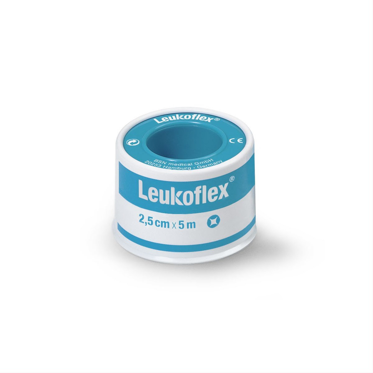 LEUKOFLEX, tamprus neperšlampantis permatomas medicininis pleistras plastikinėje ritėje, 2,5 cm x 5 m