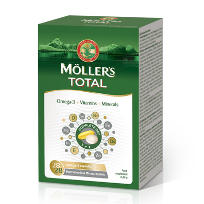 MOLLER'S ŽUVŲ TAUKAI TOTAL, 28 kapsulės+28 tabletės paveikslėlis
