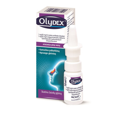 OLYDEX, 1 mg/50 mg/ml, nosies purškalas (tirpalas), 10 ml paveikslėlis