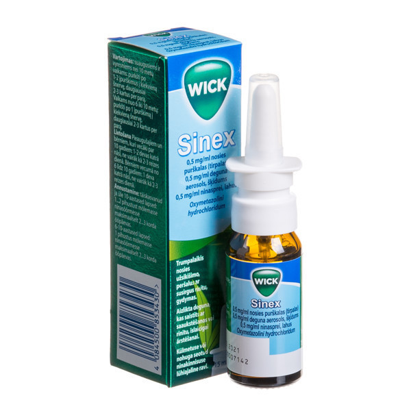 SINEX, 0,5 mg/ml, nosies purškalas (tirpalas), 15 ml  paveikslėlis