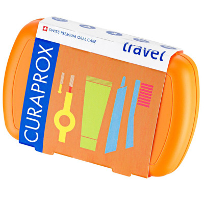CURAPROX TRAVEL SET, kelioninis rinkinys, oranžinis paveikslėlis