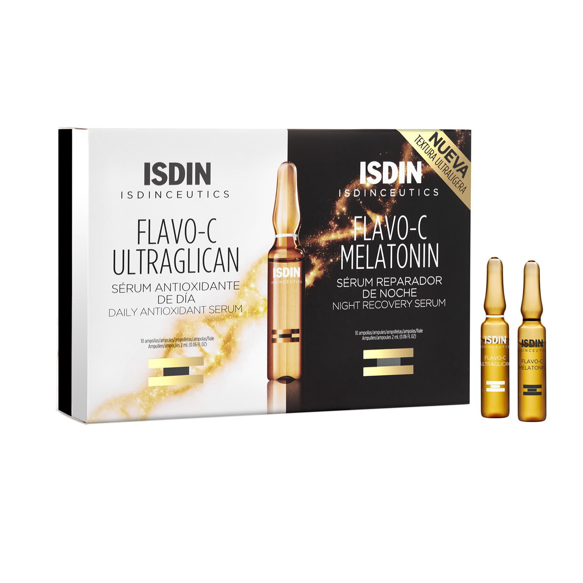 ISDIN FLAVO-C, odą skaistinančios ampulės su vitaminu C ir ultraglikanais , 2 ml x 10 vnt.