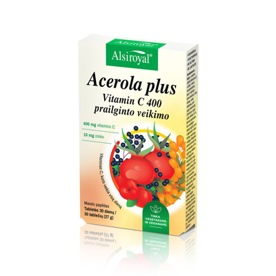 ALSIROYAL ACEROLA PLUS, Vitamin C prailginto veikimo, 30 tablečių paveikslėlis