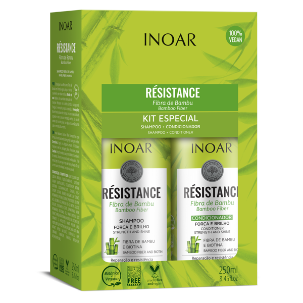 INOAR Resistance Fibra de Bambu Duo Kit - plaukus stiprinantis priemonių rinkinys 2x250 ml paveikslėlis