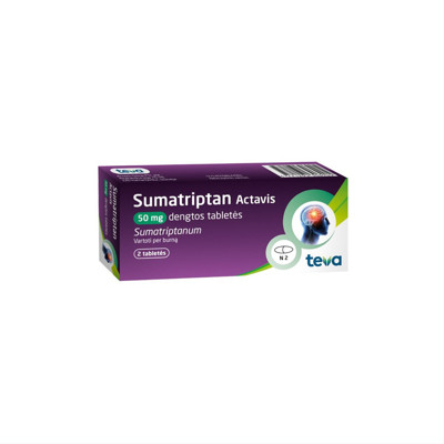 SUMATRIPTAN ACTAVIS, 50 mg, dengtos tabletės, N2 paveikslėlis