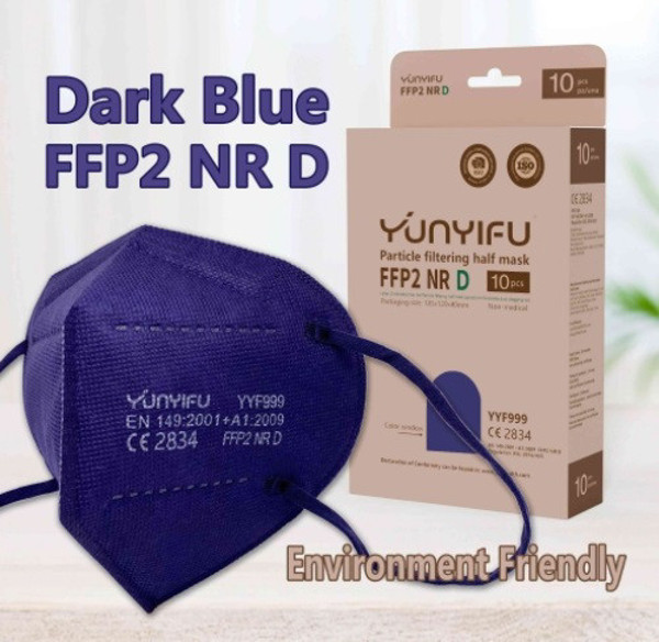 YUNYIFU RESPIRATORIUS FFP2 NR D 2834ECO X 10 VNT. (tamsiai mėlynos spalvos) paveikslėlis