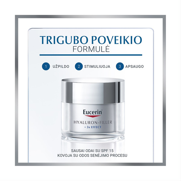 EUCERIN HYALURON - FILLER, dieninis kremas sausai odai, SPF 15, 50 ml paveikslėlis
