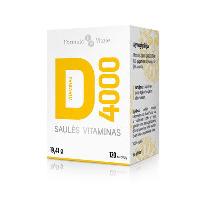 FORMULA VITALE VITAMINAS D 4000TV, Saulės vitaminas, 100 µg , 120 kapsulių paveikslėlis