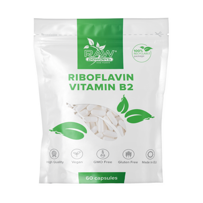 RAW POWDERS RIBOFLAVINAS (VITAMINAS B2) 100 mg, 60 kapsulių paveikslėlis