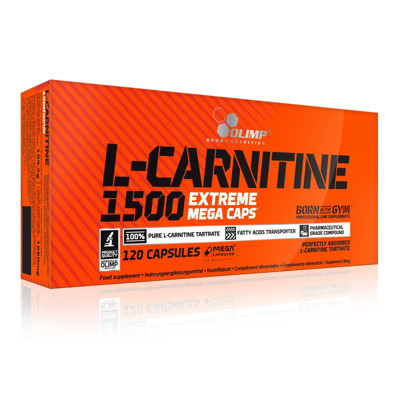 Olimp L-Carnitine 1500 Extreme Mega Caps L-Karnitinas 120 Kapsulių paveikslėlis