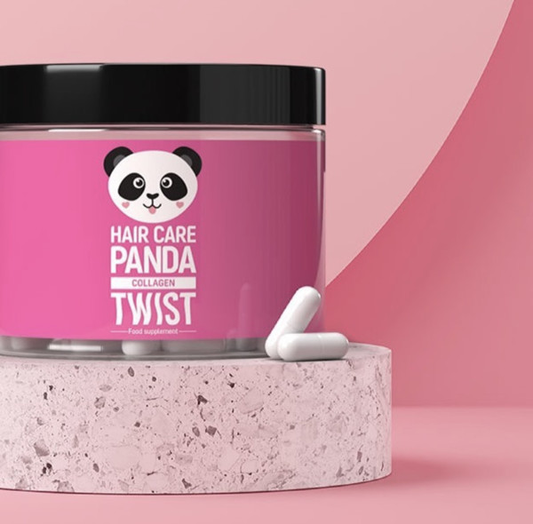 Maisto papildas „Hair Care Panda Collagen Twist“ plaukų priežiūrai, 29,7 g, 60 kapsulių