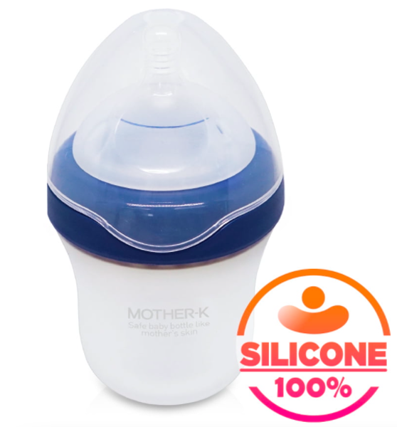 Mother-K Silikoninis Maitinimo Buteliukas, 180ml, mėlynas paveikslėlis