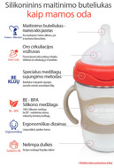 Mother-K Silikoninis Maitinimo Buteliukas, 180ml, mėlynas paveikslėlis