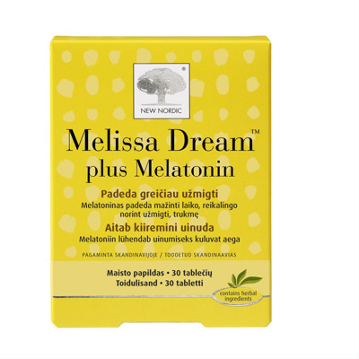 NEW NORDIC MELISSA DREAM PLUS MELATONIN, 30 tablečių paveikslėlis