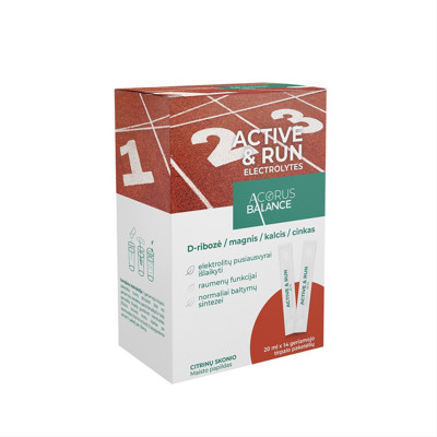 ACORUS BALANCE ACTIVE AND & RUN ELEKTROLITAI, geriamasis tirpalas paketėliuose, 20 mlx14 paveikslėlis