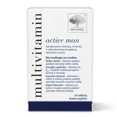 NEW NORDIC MULTIVITAMIN ACTIVE MAN, multivitaminai vyrams, 60 tablečių paveikslėlis