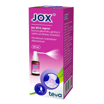 JOX, 85/1 mg/ml, burnos gleivinės, gerklų ir ryklės purškalas (tirpalas), 30 ml  paveikslėlis