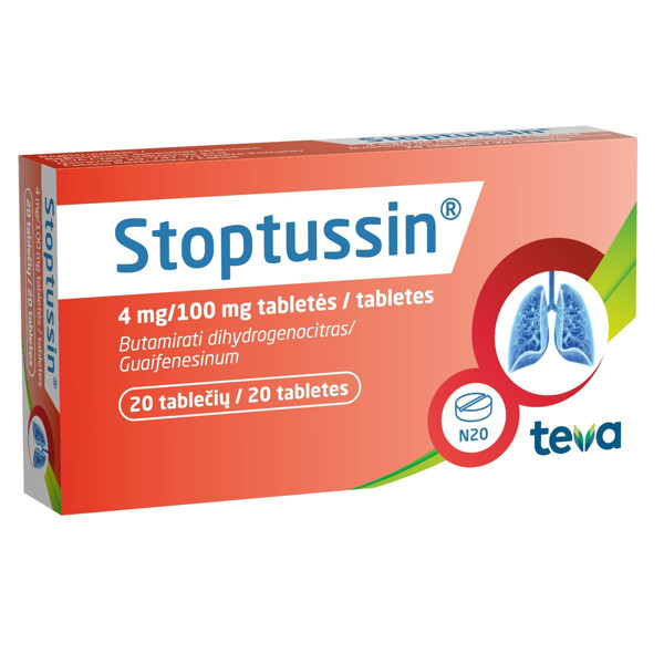 STOPTUSSIN, 4 mg/100 mg, tabletės, N20  paveikslėlis