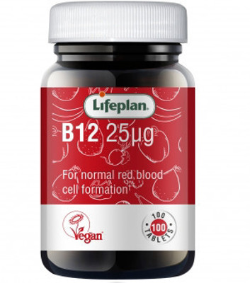 LIFEPLAN VITAMINAS B12, 25 µg, 100 tablečių paveikslėlis