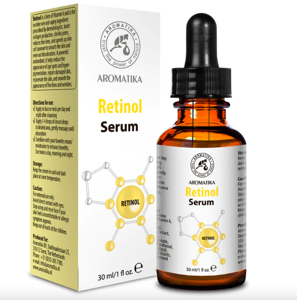 Aromatika Retinolio veido ir kaklo serumas 30 ml.