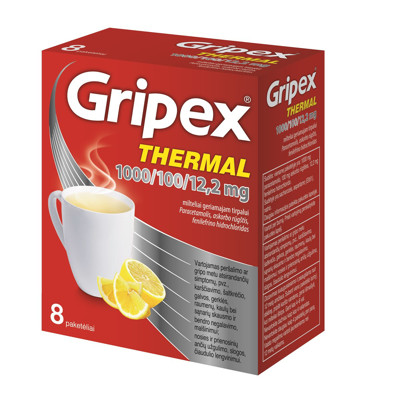 GRIPEX THERMAL, 1000/100/12,2 mg, milteliai geriamajam tirpalui, N8 paveikslėlis
