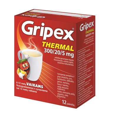 GRIPEX THERMAL, 300/20/5 mg, milteliai geriamajam tirpalui, N12 paveikslėlis