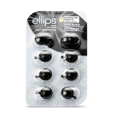 ELLIPS SHINY BLACK, tepami vitaminai tamsiems plaukams , 8 kapsulės paveikslėlis