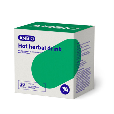 AMBIO HOT HERBAL DRINK, 20 paketėlių miltelių karštam gėrimui ruošti paveikslėlis