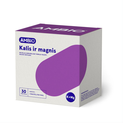 AMBIO KALIS 320 mg IR MAGNIS 375 mg, 30 paketėlių miltelių geriamajam tirpalui ruošti paveikslėlis