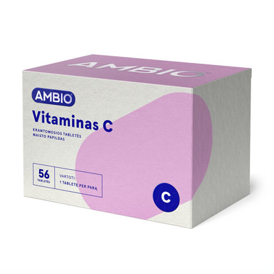 AMBIO VITAMINAS C, 500 mg, 56 kramtomųjų tablečių paveikslėlis