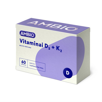 AMBIO VITAMINAS D3 + K2, 60 kapsulių paveikslėlis