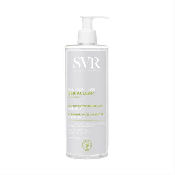 SVR SEBIACLEAR EAU MICELLAIRE, valomasis micelinis vanduo riebiai, probleminei odai, 400 ml paveikslėlis