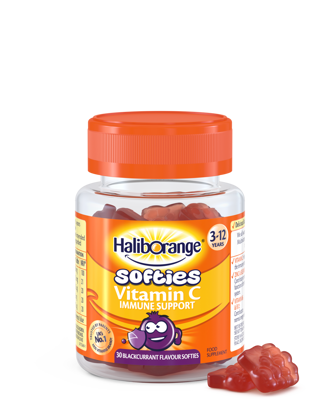 Haliborange Vitamin C Softies Blackcurrant, juodųjų serbentų skonio vitamino C guminukai, 30 guminukų paveikslėlis