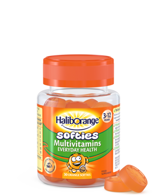 Haliborange Multivitamins Softies Orange, apelsinų skonio multivitaminų guminukai, 30 guminukų paveikslėlis