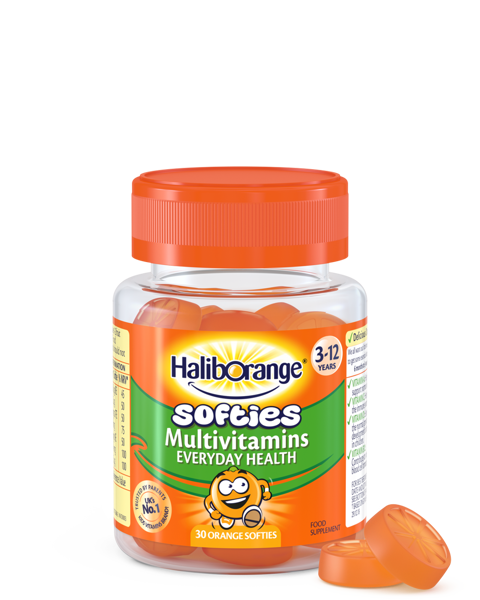 Haliborange Multivitamins Softies Orange, apelsinų skonio multivitaminų guminukai, 30 guminukų paveikslėlis