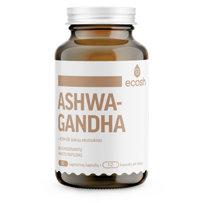 ECOSH AŠVAGANDA (Ashwagandha), 500 mg, 90 kapsulių paveikslėlis