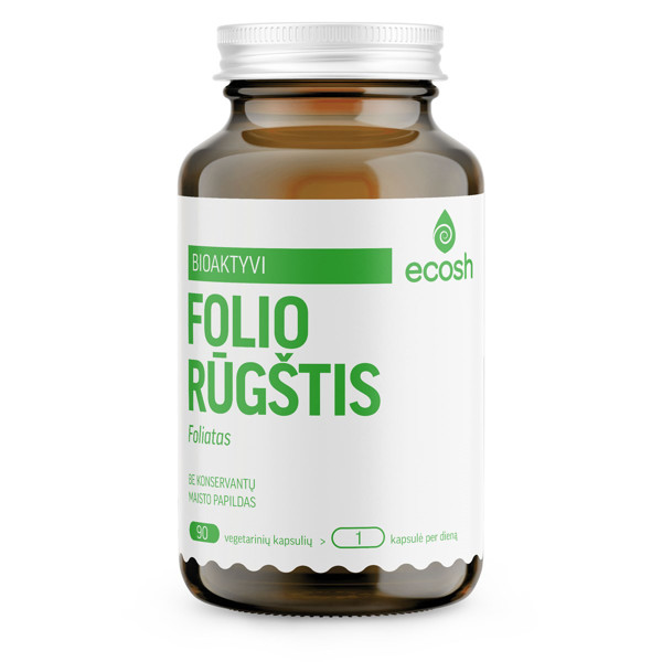ECOSH BIOAKTYVI FOLIO RŪGŠTIS, foliatas, 800 µg, 90 kapsulių paveikslėlis