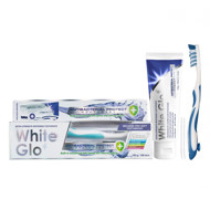 WHITE GLO ANTIBACTERIAL PROTECT ypač stipraus poveikio balinamoji dantų pasta 150 g, dantų šepetėlis