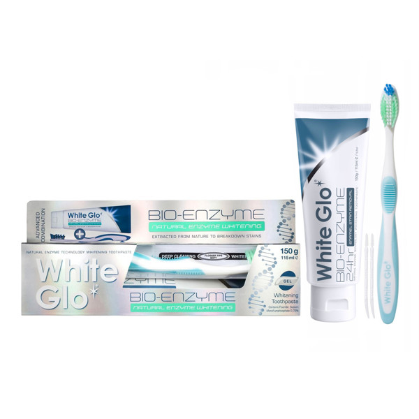 WHITE GLO 24 BIOENZYME balinamoji dantų pasta su enzimais