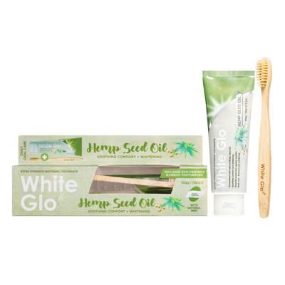 WHITE GLO HEMP SEED OIL balinamoji dantų pasta su kanapių sėklų aliejumi