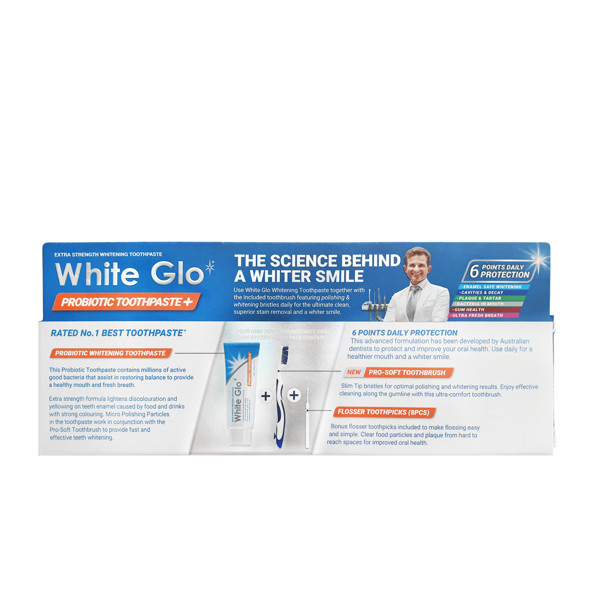 WHITE GLO PROBIOTIC balinamoji dantų pasta su probiotikais