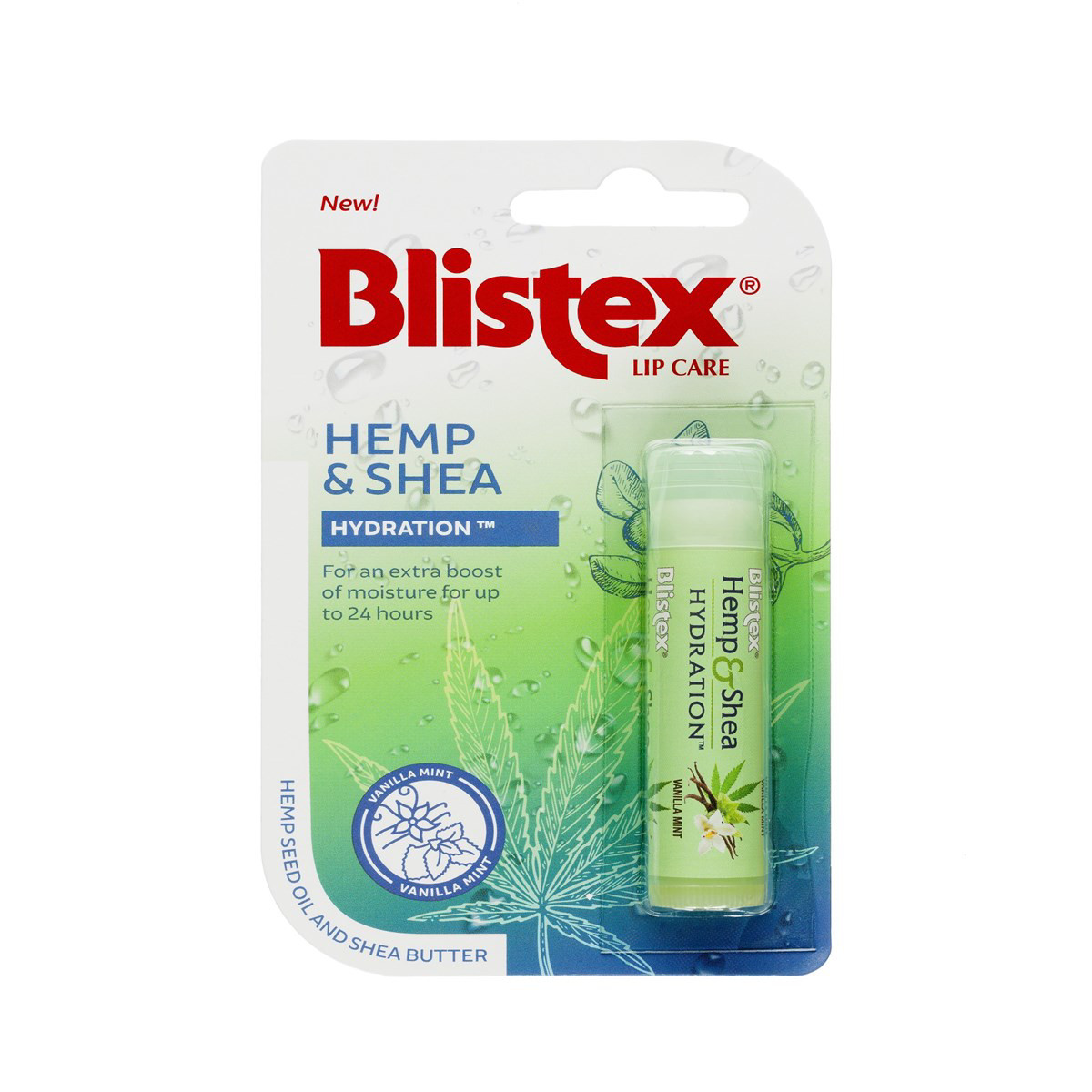 BLISTEX HEMP&SHEA, drėkinantis lūpų balzamas su kanapėmis ir taukmedžio sviestu, 4.25G